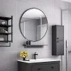 Apaļš melns sienas spogulis 80 cm ModernHome
