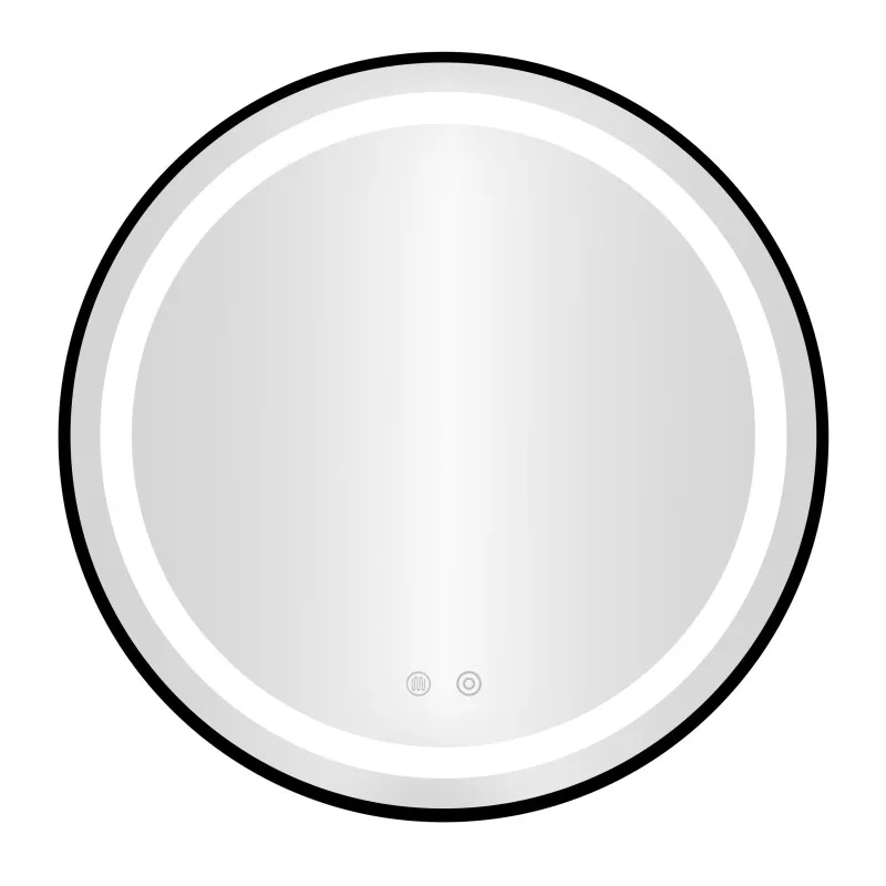 60 cm apaļš melns LED vannas istabas spogulis ar 3 gaismas krāsām ModernHome