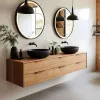 Apaļš melns LED vannas istabas spogulis 80 cm ar 3 gaismas krāsām ModernHome