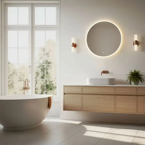 Apaļš LED vannas istabas spogulis 60 cm ar 3 gaismas krāsām ModernHome