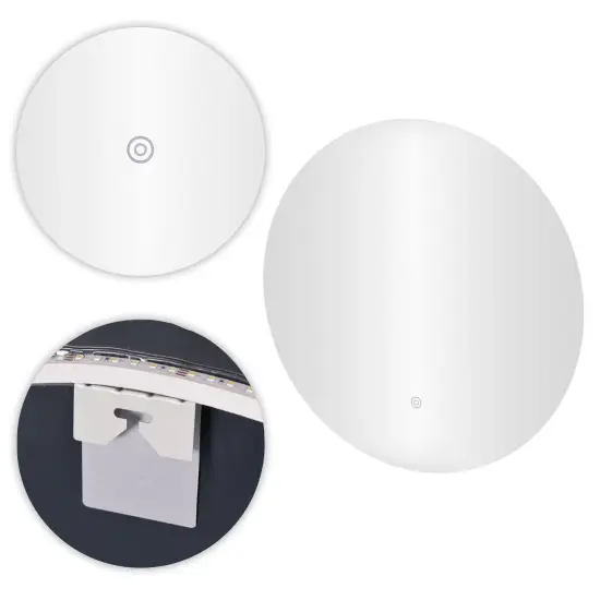 Apaļš LED vannas istabas spogulis 60 cm ar 3 gaismas krāsām ModernHome