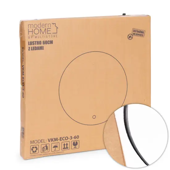 Apaļš LED vannas istabas spogulis 60 cm ar 3 gaismas krāsām ModernHome