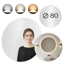 Apaļš LED vannas istabas spogulis 80 cm ar 3 gaismas krāsām ModernHome