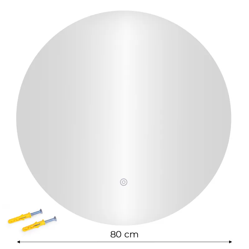 Apaļš LED vannas istabas spogulis 80 cm ar 3 gaismas krāsām ModernHome
