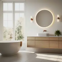 Apaļš LED vannas istabas spogulis 80 cm ar 3 gaismas krāsām ModernHome