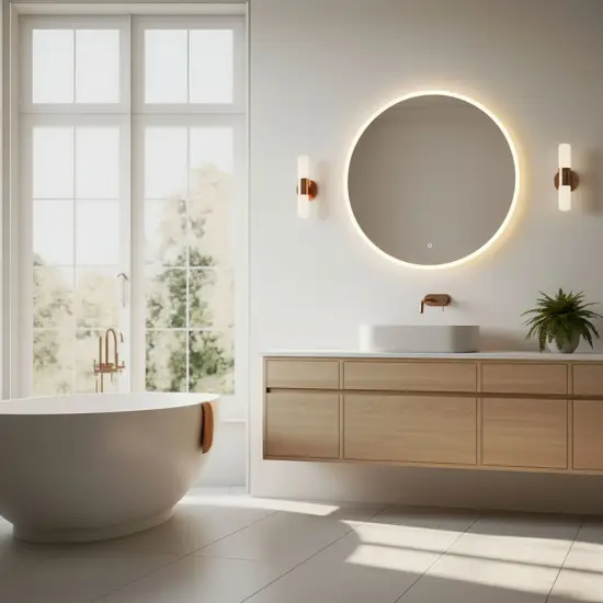 Apaļš LED vannas istabas spogulis 80 cm ar 3 gaismas krāsām ModernHome