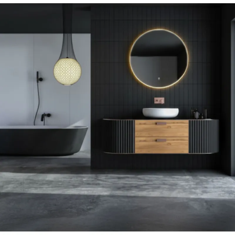 Apaļš LED vannas istabas spogulis 80 cm ar 3 gaismas krāsām ModernHome