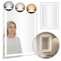 LED vannas istabas spogulis 50 x 70 cm ar 3 gaismas krāsām ModernHome