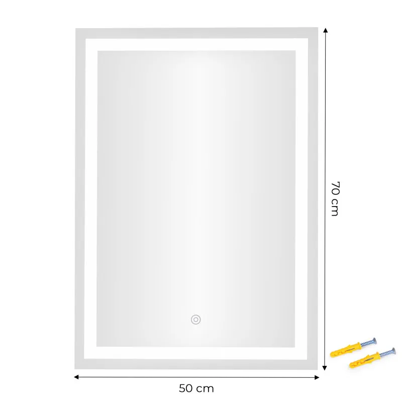 LED vannas istabas spogulis 50 x 70 cm ar 3 gaismas krāsām ModernHome