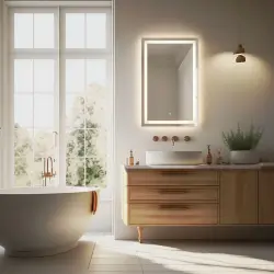LED vannas istabas spogulis 50 x 70 cm ar 3 gaismas krāsām ModernHome