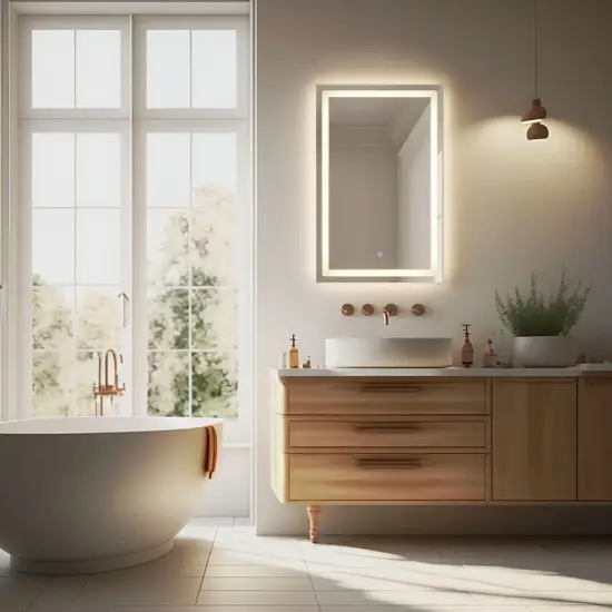 LED vannas istabas spogulis 50 x 70 cm ar 3 gaismas krāsām ModernHome