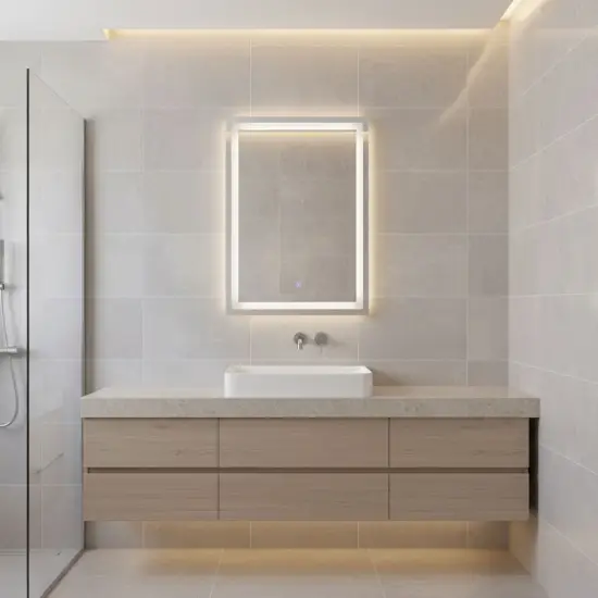 LED vannas istabas spogulis 50 x 70 cm ar 3 gaismas krāsām ModernHome