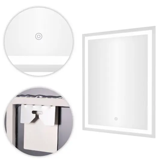 LED vannas istabas spogulis 50 x 70 cm ar 3 gaismas krāsām ModernHome