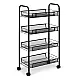 Metalinis mobilus juodas organizatorius su 4 lentynomis ModernHome