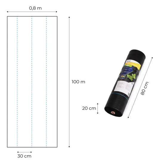 Melns nezāļu apkarošanas agrotīkls 135 g/m² 0,8×100 m MultiGarden