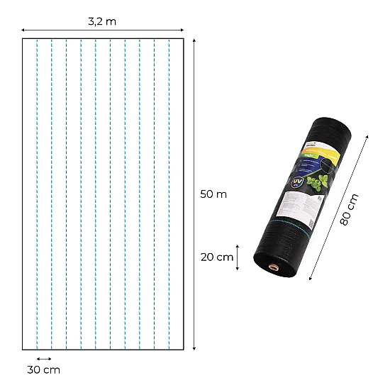 Melns nezāļu apkarošanas agrotīkliņš 135 g/m² 3,2×50 m MultiGarden