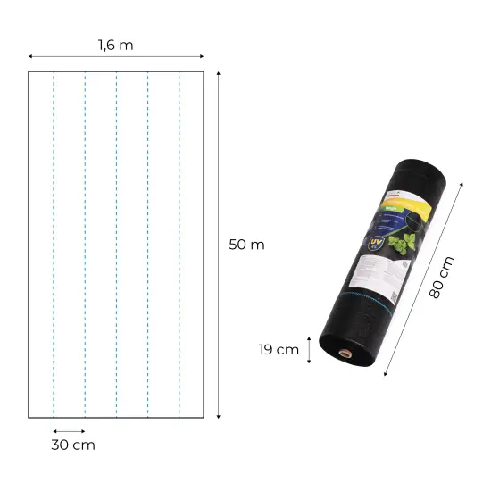 Melns nezāļu apkarošanas agrotīkls 150 g/m² 1,6×50 m MultiGarden