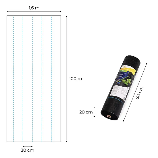 Melns nezāļu apkarošanas agrotīkls 90 g/m² 1,6×100 m MultiGarden