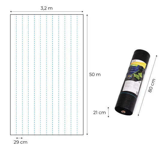 Melns nezāļu apkarošanas agrotīkls 90 g/m² 3,2×50 m MultiGarden
