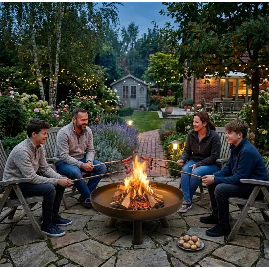 Large solid cast iron garden fire pit 60 cm, perfect for a bonfire