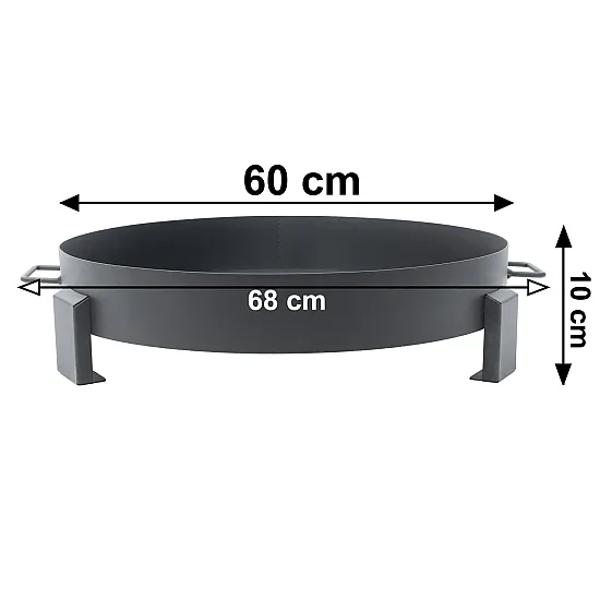 Liels čuguna dārza ugunskurs ar rokturiem, 60 cm