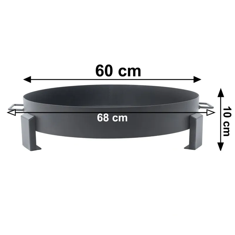 Liels čuguna dārza ugunskurs ar rokturiem, 60 cm