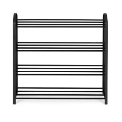 Metāla melna apavu plaukts, 4 plaukti