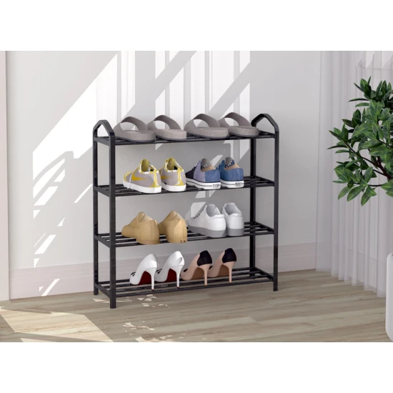 Metāla melna apavu plaukts, 4 plaukti Plaukti ModernHome