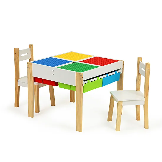 Koka bērnu mēbeļu komplekts: galds + 2 krēsli Bērnu mēbeles ECOTOYS