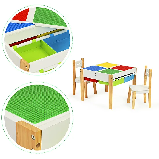 Koka bērnu mēbeļu komplekts: galds + 2 krēsli Bērnu mēbeles ECOTOYS