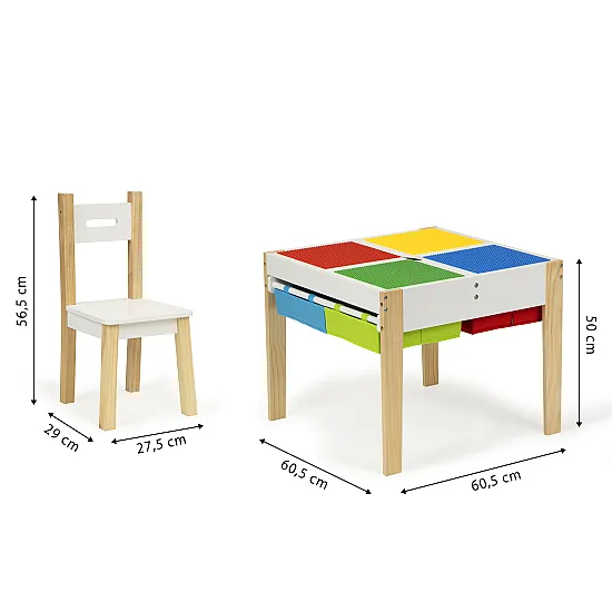 Koka bērnu mēbeļu komplekts: galds + 2 krēsli Bērnu mēbeles ECOTOYS