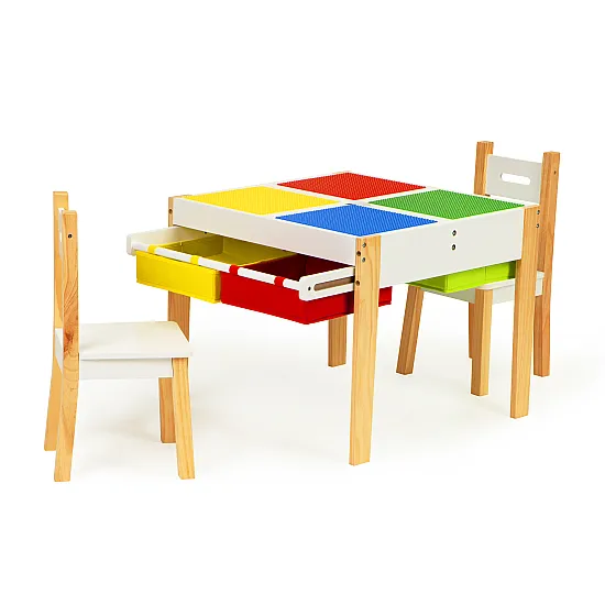 Koka bērnu mēbeļu komplekts: galds + 2 krēsli Bērnu mēbeles ECOTOYS