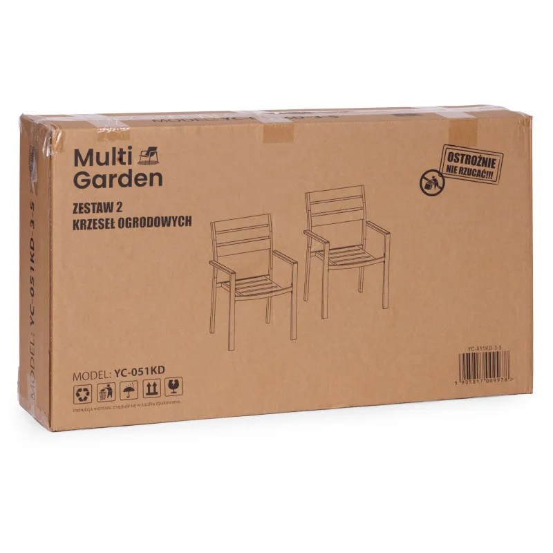 2 pelēku dārza krēslu komplekts MultiGarden