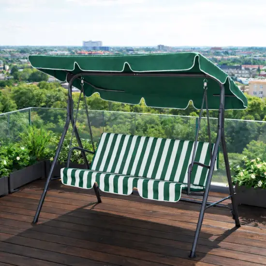 Dārza šūpoles ar tērauda rāmi 3 sēdvietām zaļas/baltas MultiGarden