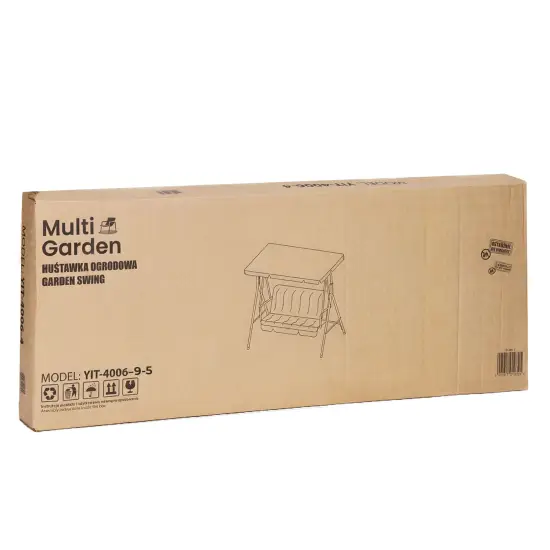 Dārza šūpoles ar tērauda rāmi 3 sēdvietām zaļas/baltas MultiGarden