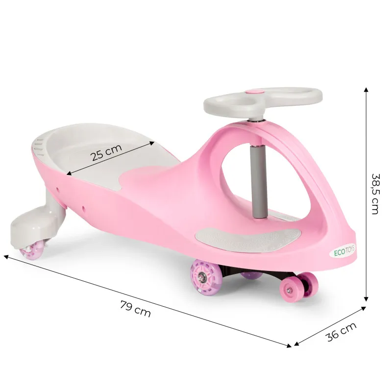 Wiggle rozā auto ar LED riteņiem