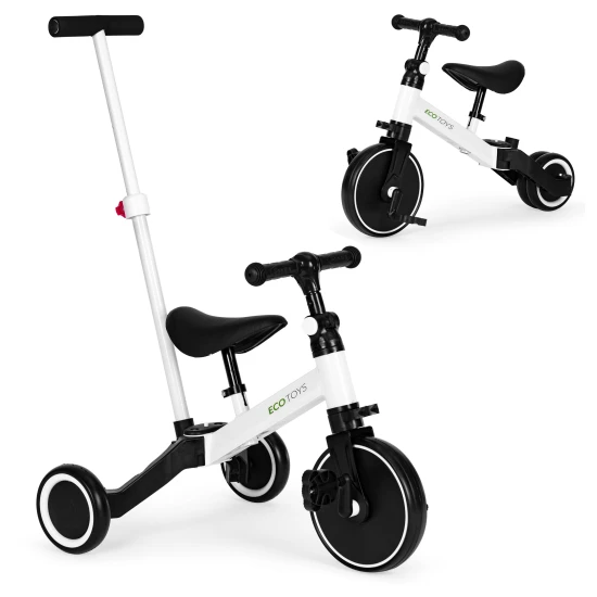 Balts 3 riteņu līdzsvara velosipēds 2-in-1