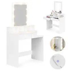 Tualetes galdiņš ar spoguli un LED apgaismojumu ModernHome