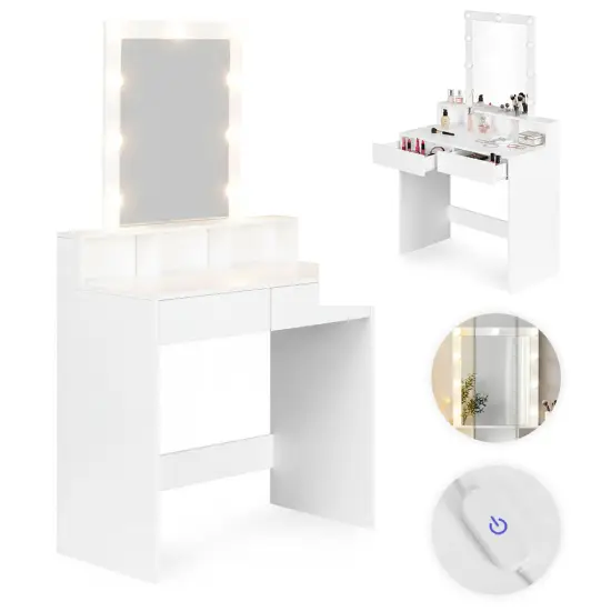 Tualetes galdiņš ar spoguli un LED apgaismojumu ModernHome