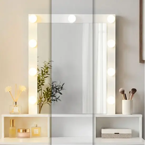 Tualetes galdiņš ar spoguli un LED apgaismojumu ModernHome