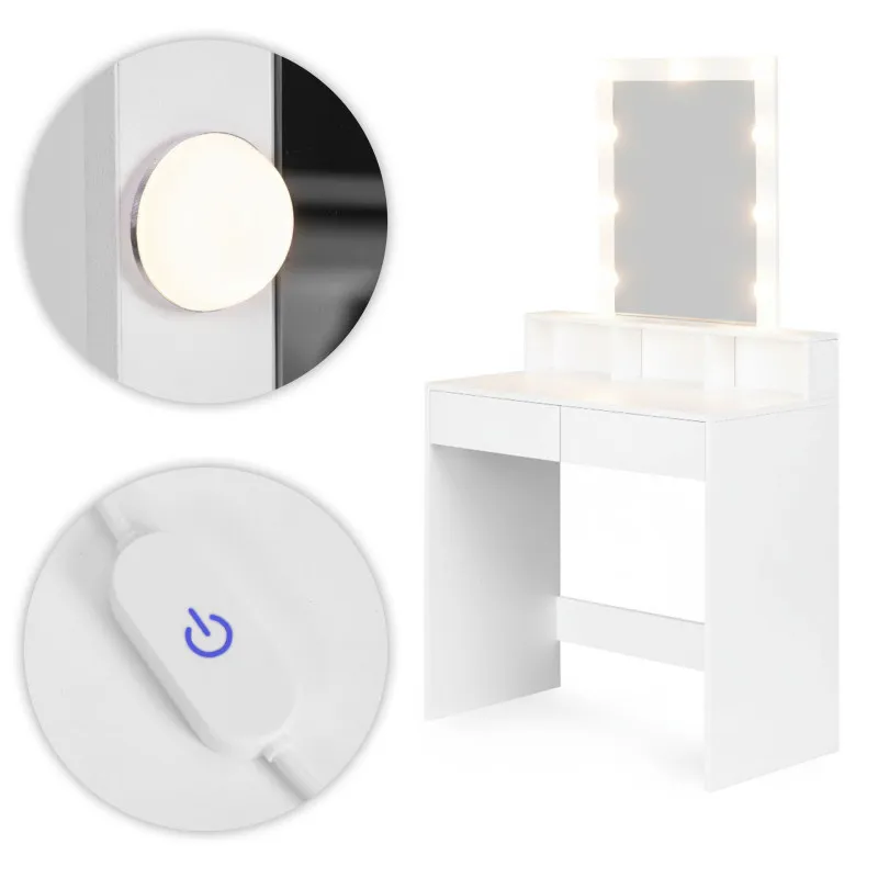 Tualetes galdiņš ar spoguli un LED apgaismojumu ModernHome