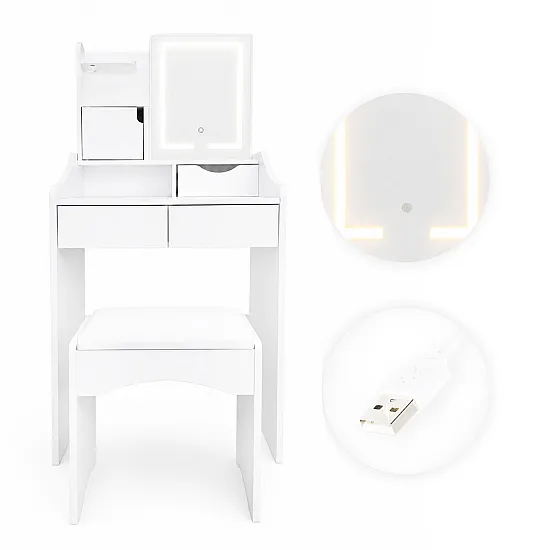 Kosmētikas galdiņš ar spoguli un LED apgaismojumu „ModernHome“