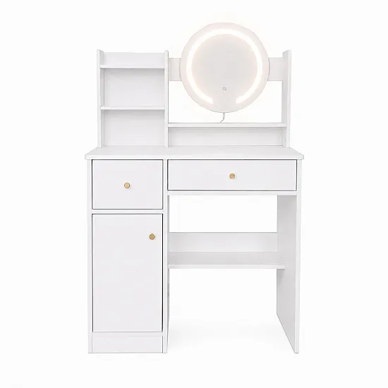 Kosmētikas galdiņš ar apaļu spoguli un LED apgaismojumu „ModernHome“
