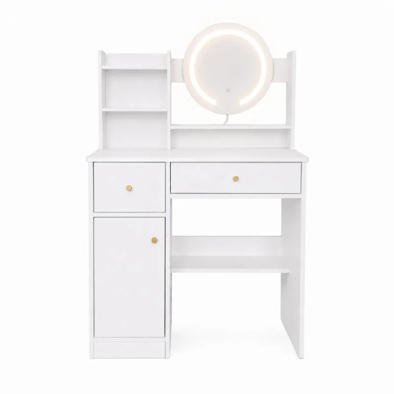 Kosmētikas galdiņš ar apaļu spoguli un LED apgaismojumu „ModernHome“