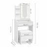 Kosmētikas galdiņš ar spoguli un 3 krāsu LED apgaismojumu, plauktiem, atvilktni un tabureti „ModernHome“