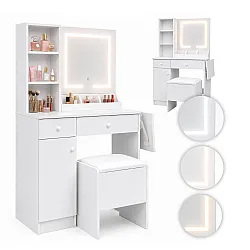 Kosmetikos staliukas su veidrodžiu ir LED apšvietimu ModernHome