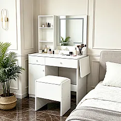 Kosmetikos staliukas su veidrodžiu ir LED apšvietimu ModernHome