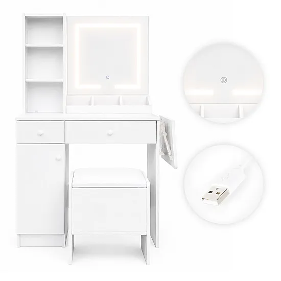 Kosmētikas galdiņš ar spoguli un LED apgaismojumu „ModernHome“