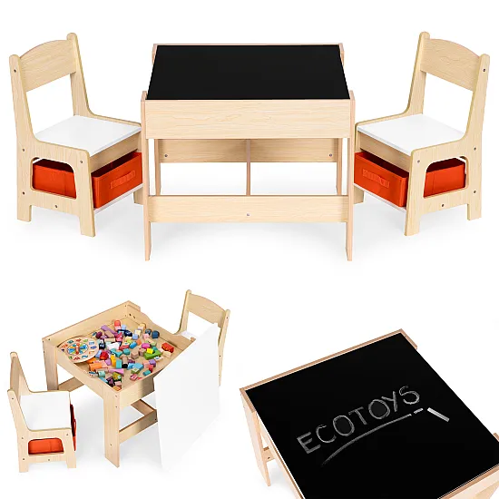 Bērnu mēbeļu komplekts: 2 krēsli un galds Bērnu mēbeles ECOTOYS