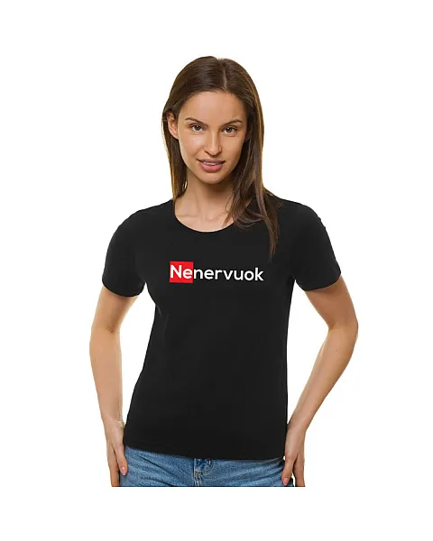 Sieviešu melns T-krekls Nenervuok